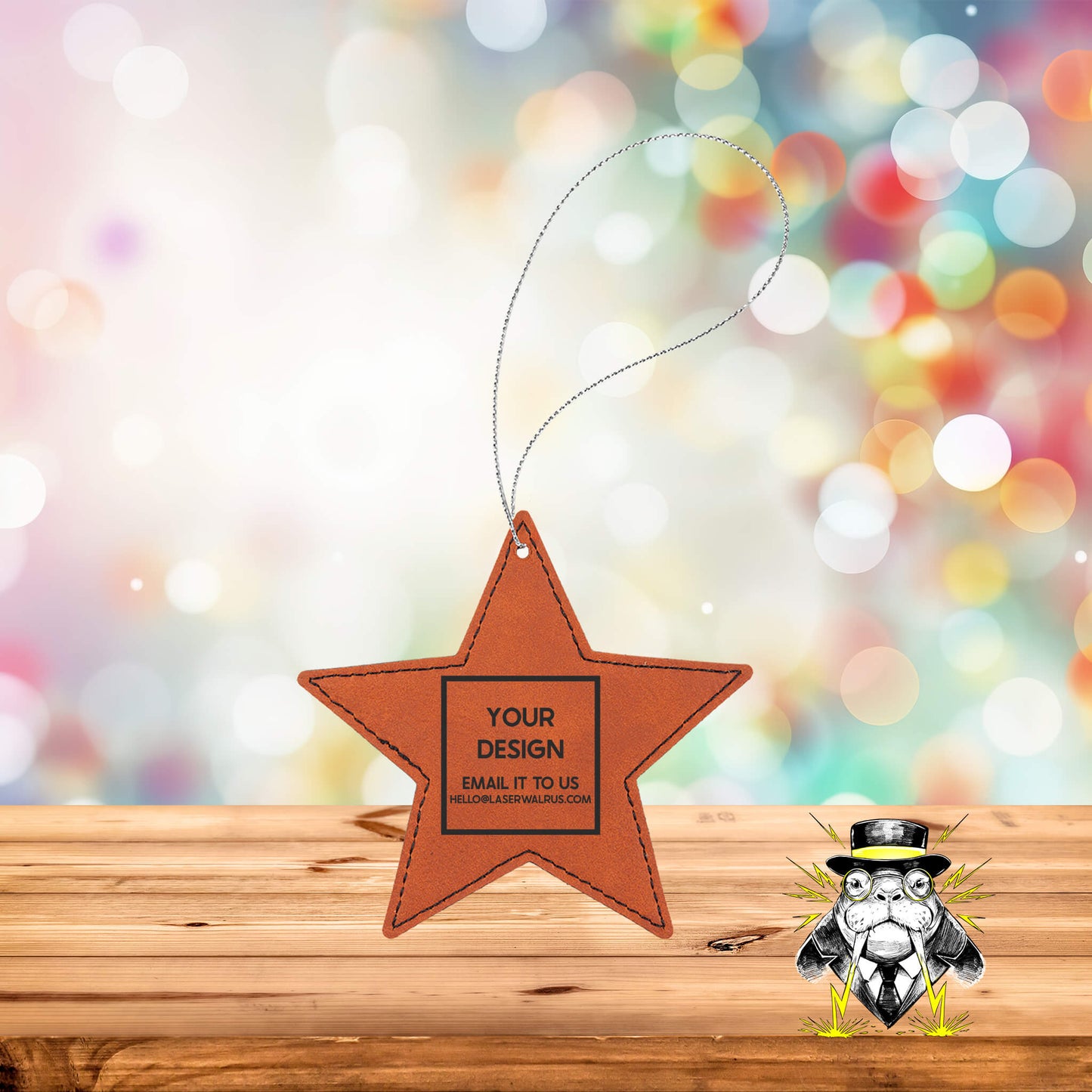 Custom Design Engraved Leatherette Ornaments - Case of 25