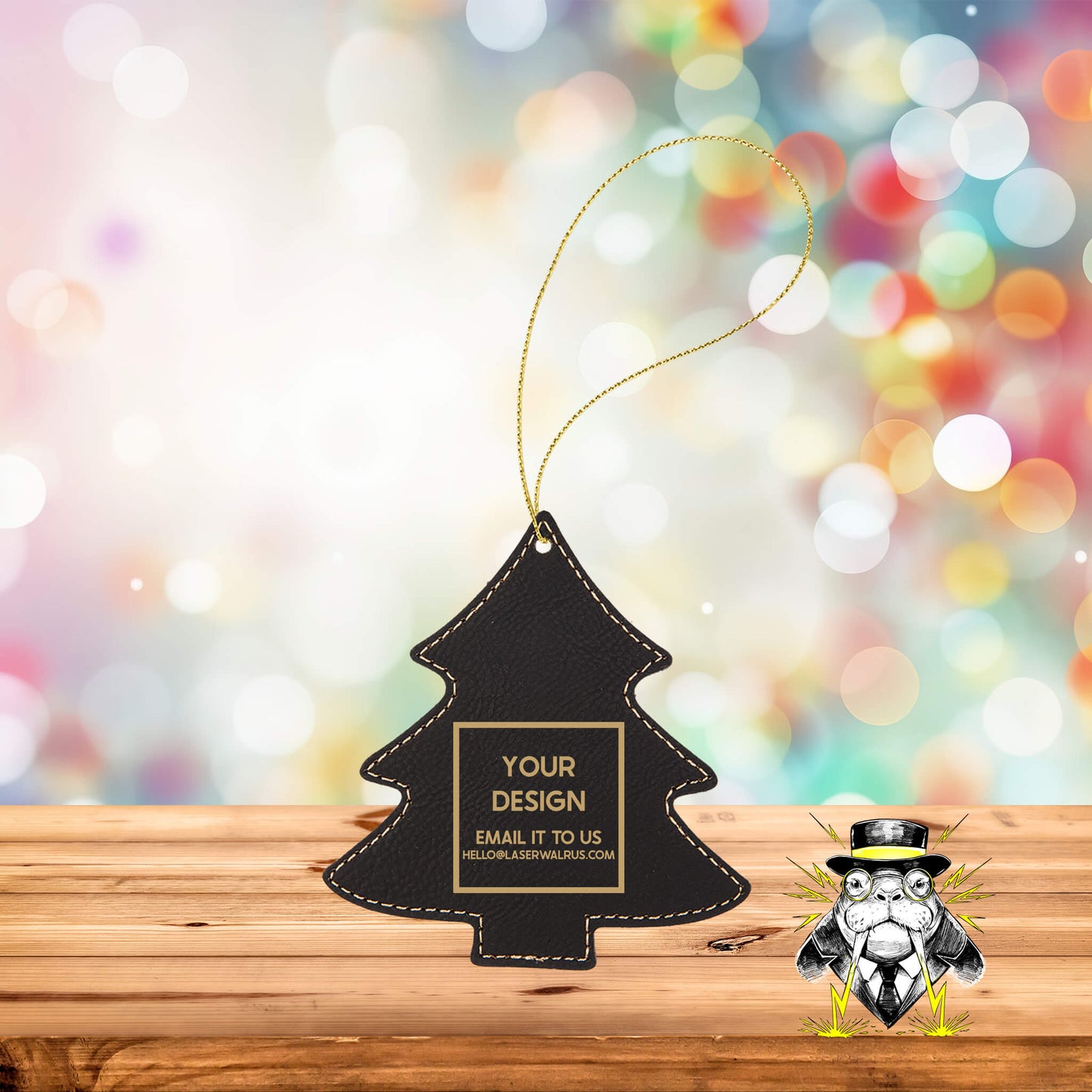 Custom Design Engraved Leatherette Ornaments - Case of 25