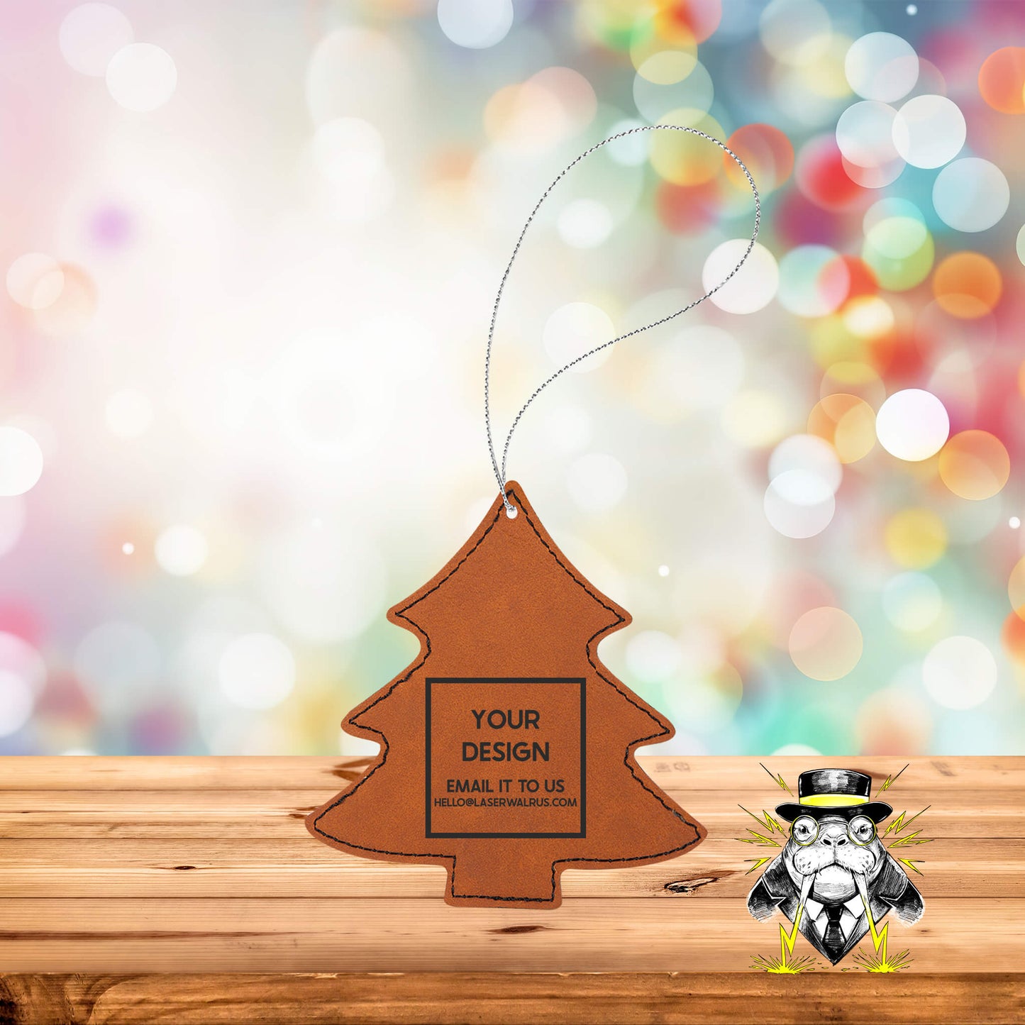 Custom Design Engraved Leatherette Ornaments - Case of 25