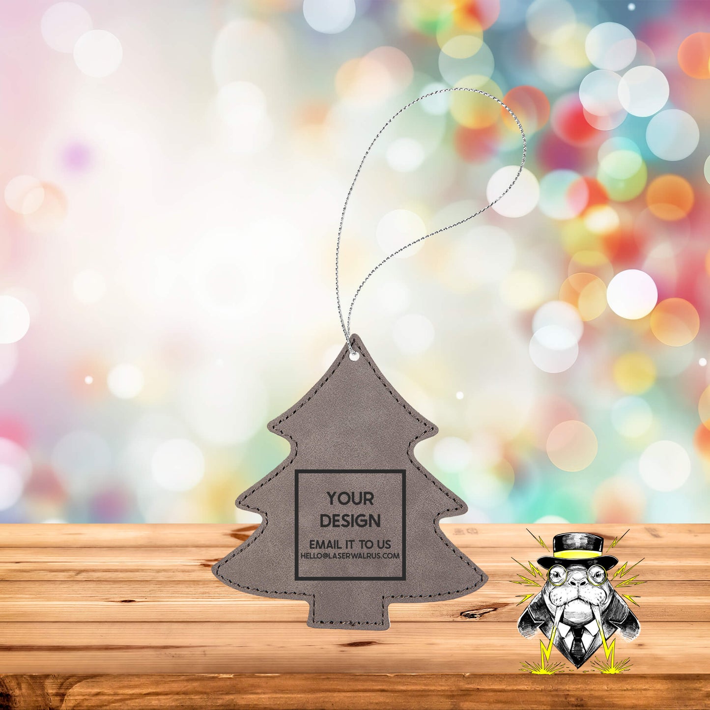 Custom Design Engraved Leatherette Ornaments - Case of 25