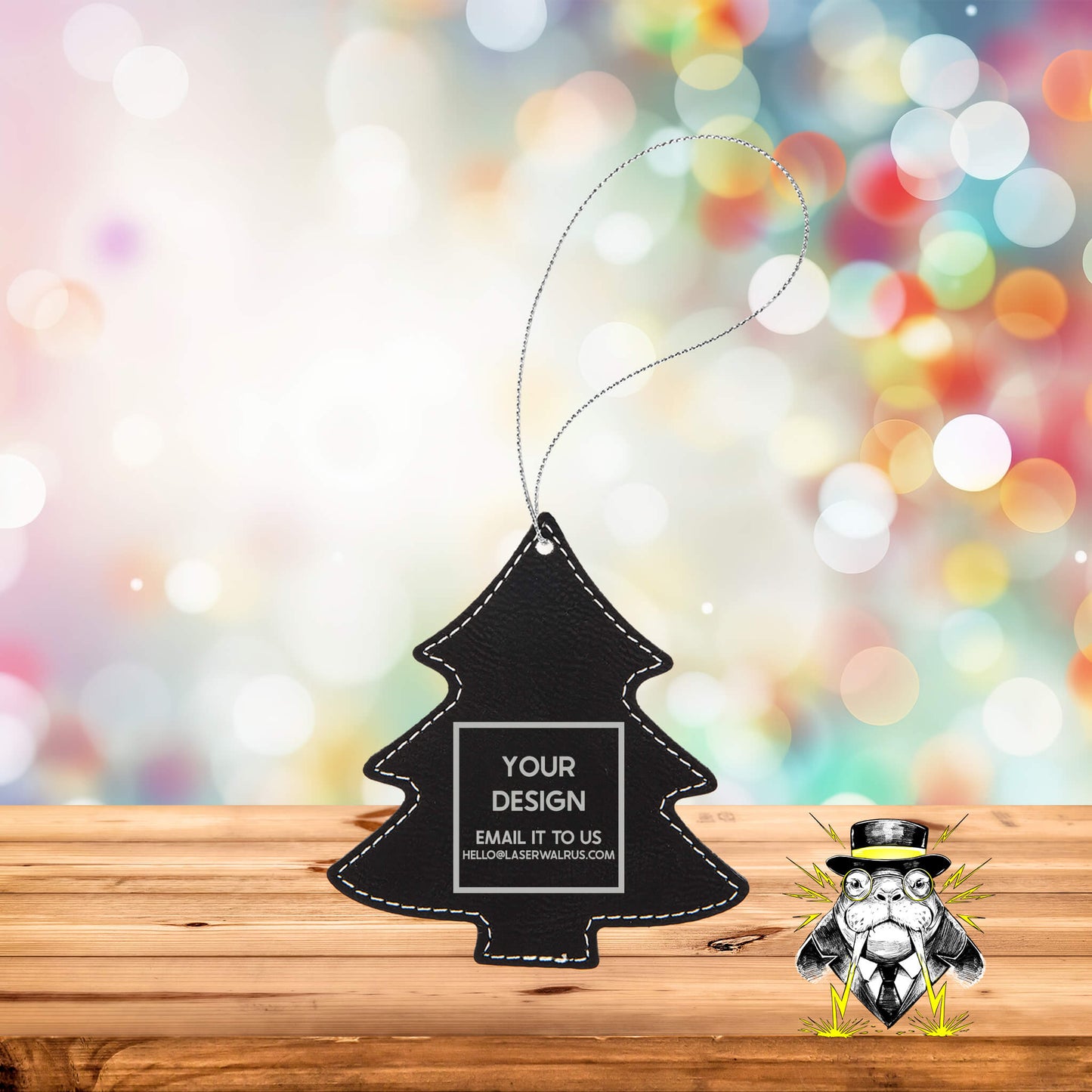 Custom Design Engraved Leatherette Ornaments - Case of 25