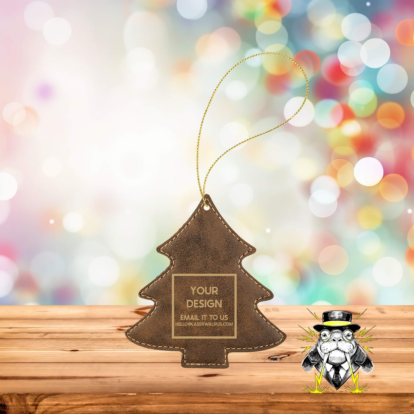 Custom Design Engraved Leatherette Ornaments - Case of 25
