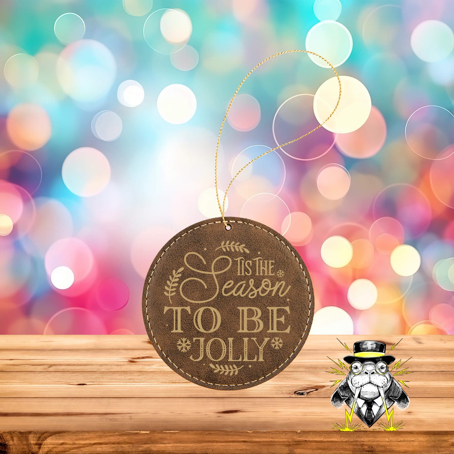 Tis the Season to be Jolly Engraved Leatherette Ornament