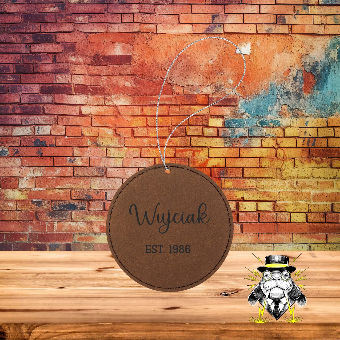 Family Name Established Engraved Leatherette Ornament