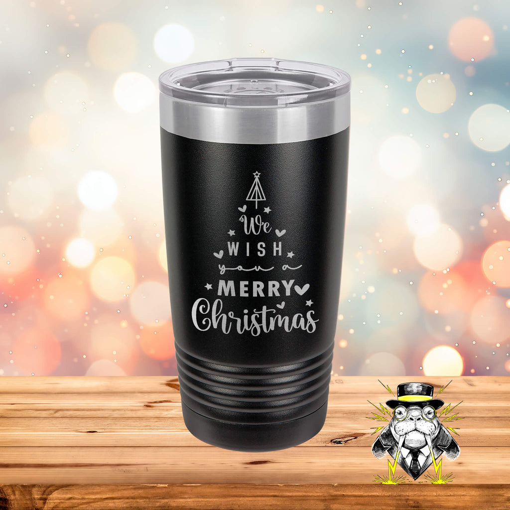 We Wish You a Merry Christmas Tree Engraved Tumbler