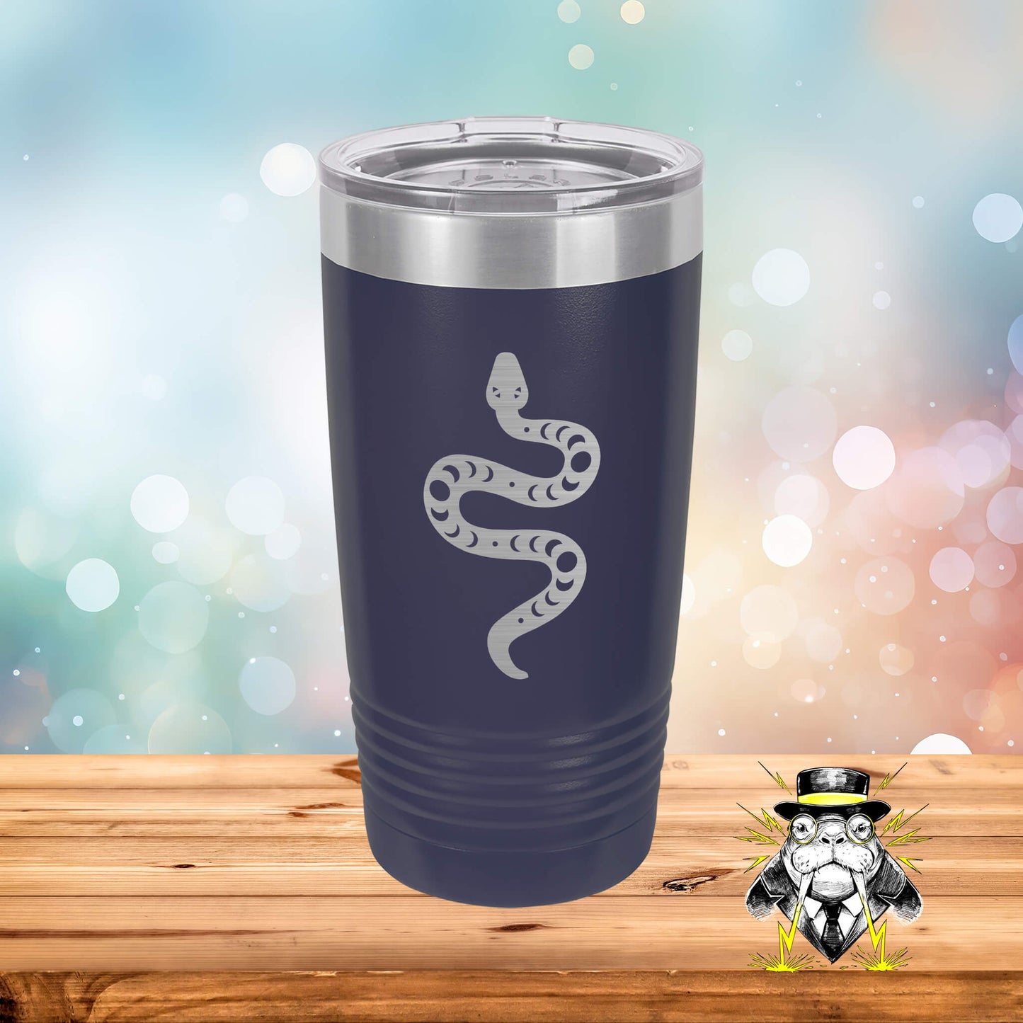 Snake with Moon Phases Engraved Tumbler