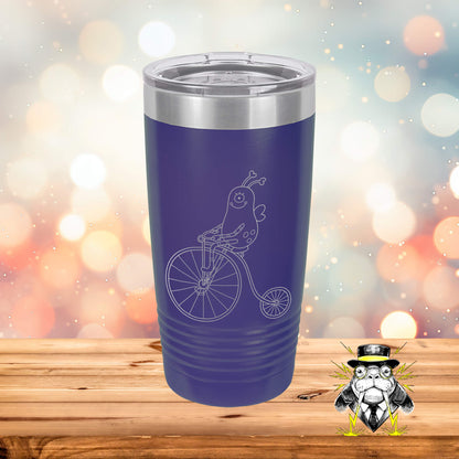 Monster Riding a Bike Engraved Tumbler