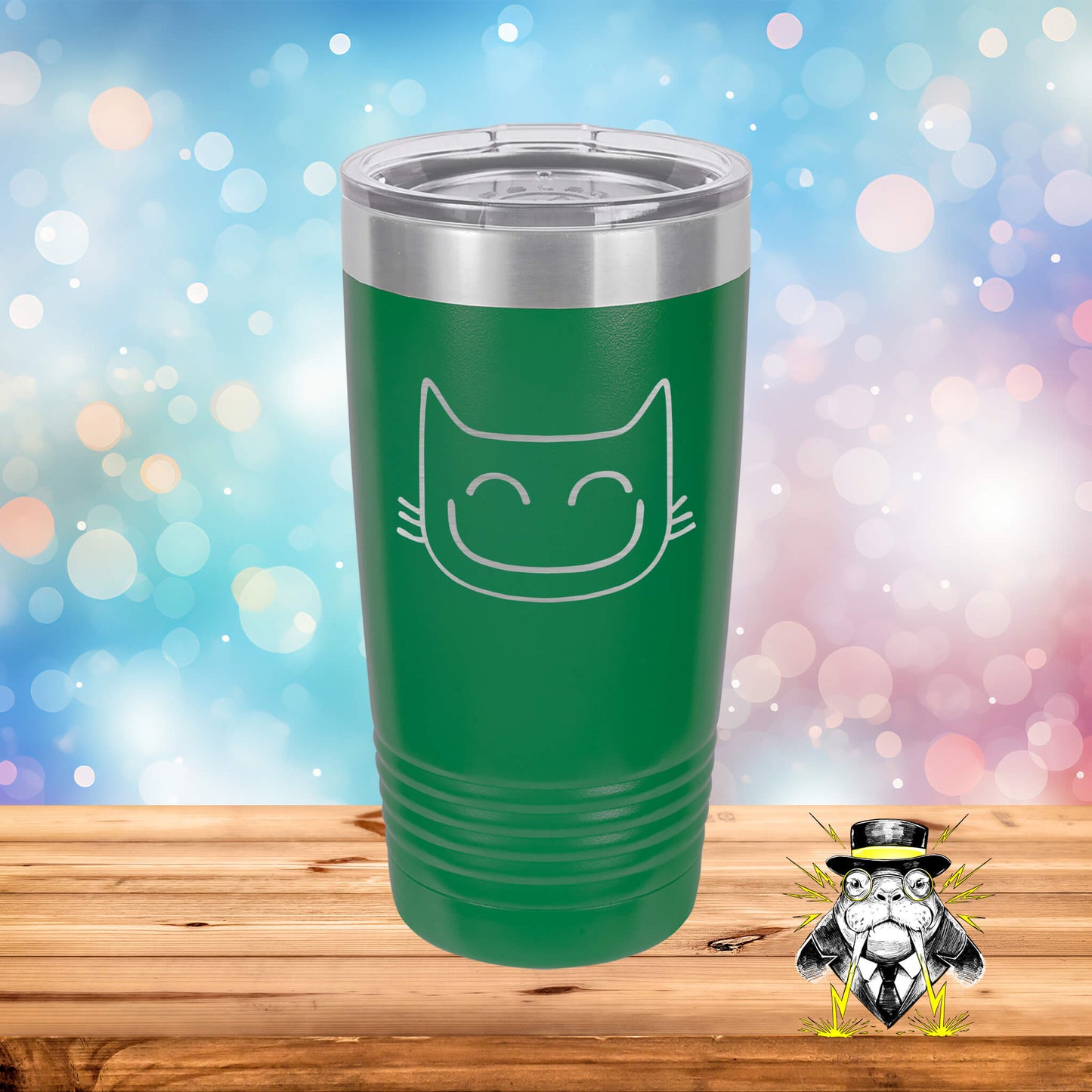 Smiling Cat Engraved Tumbler