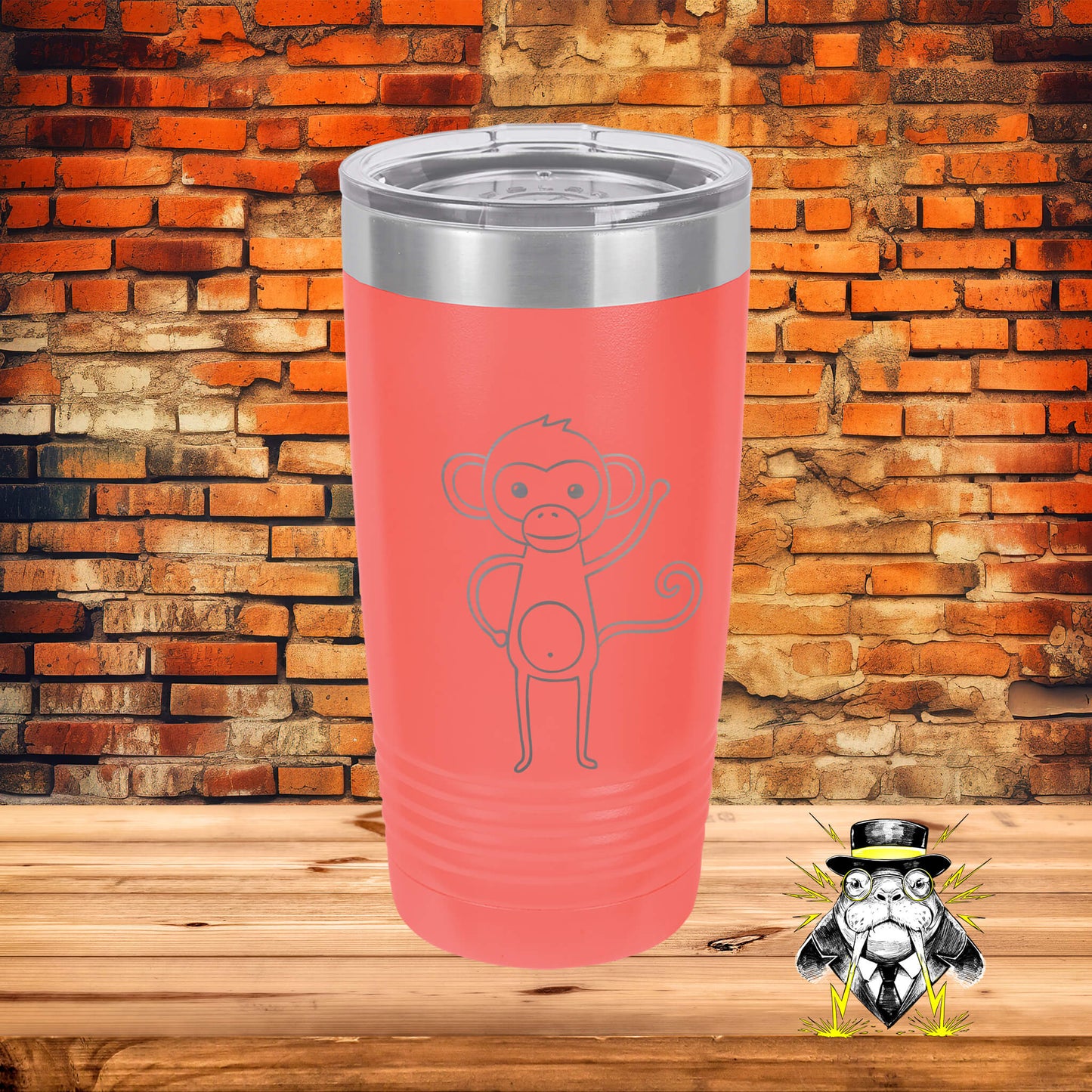 Monkey Engraved Tumbler