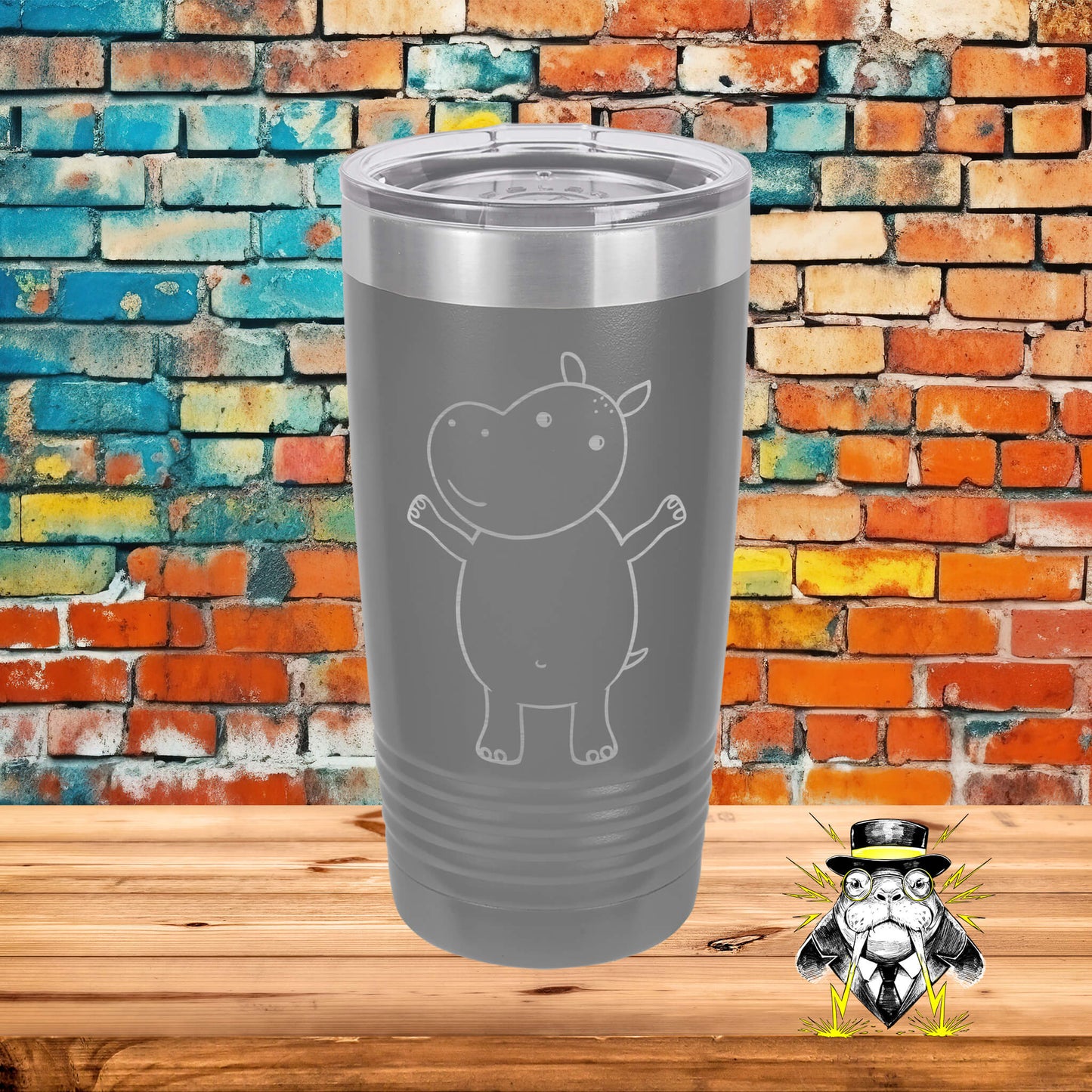 Hippopotamus Engraved Tumbler