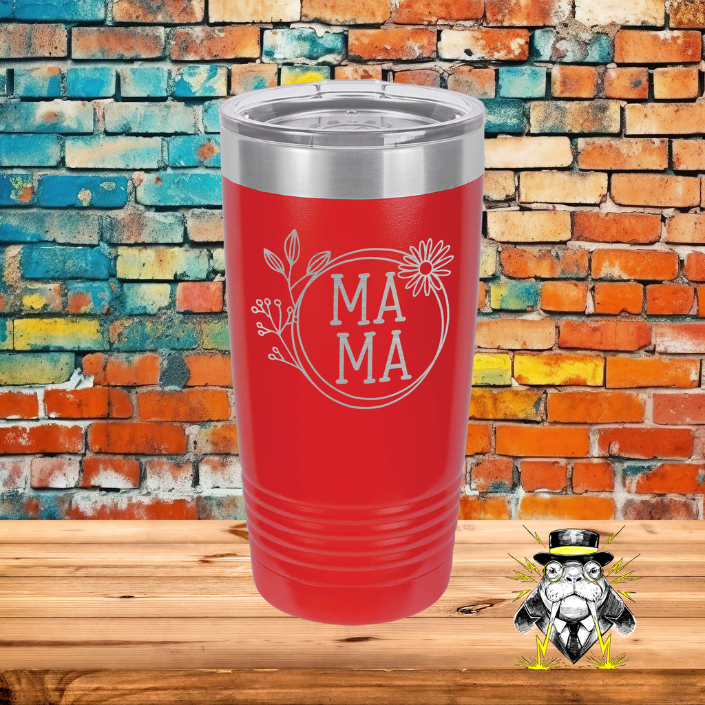 Mama in Floral Ring Engraved Tumbler