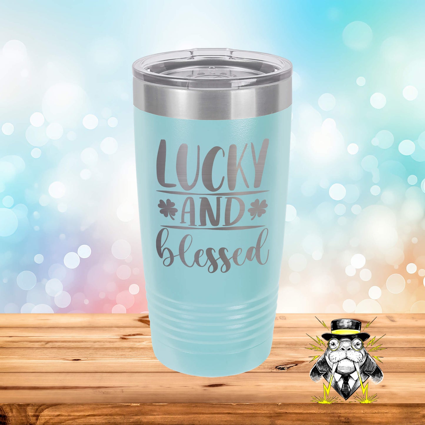 Lucky and Blessed Engraved Tumbler