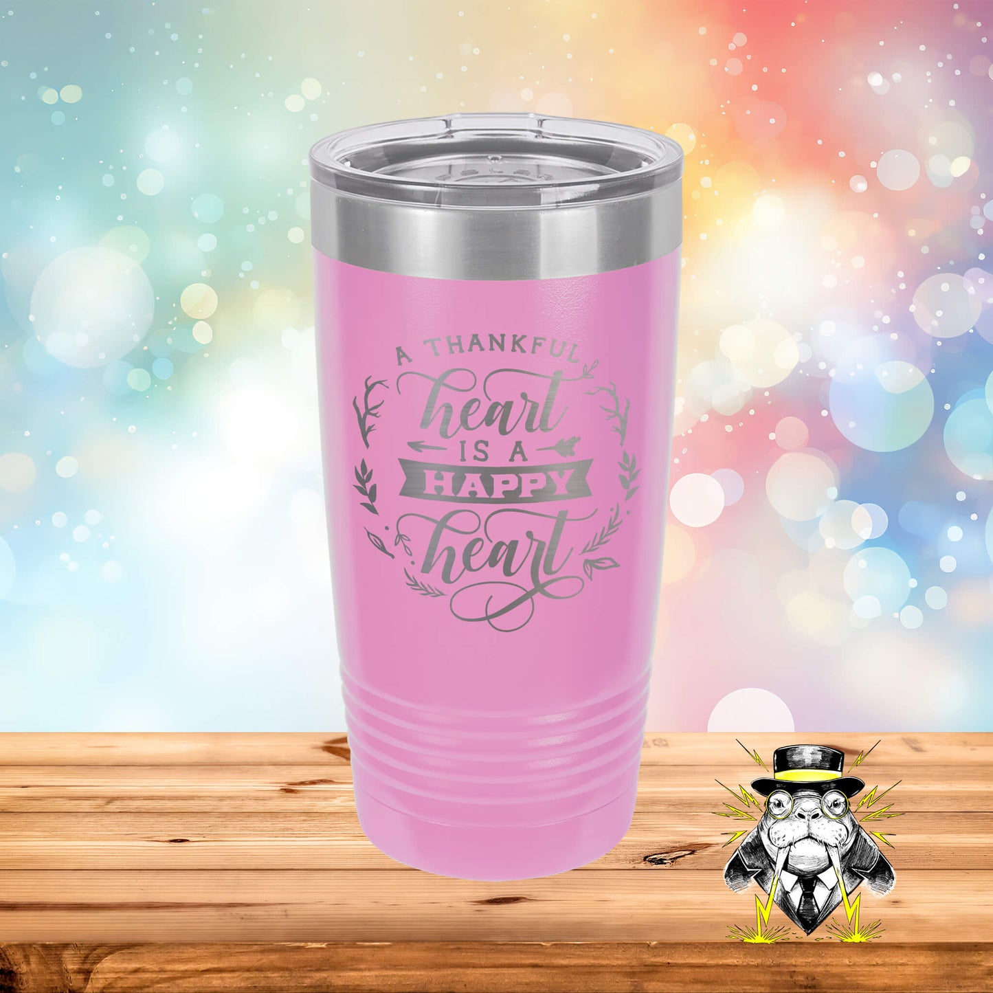 A Thankful Heart is a Happy Heart Engraved Tumbler