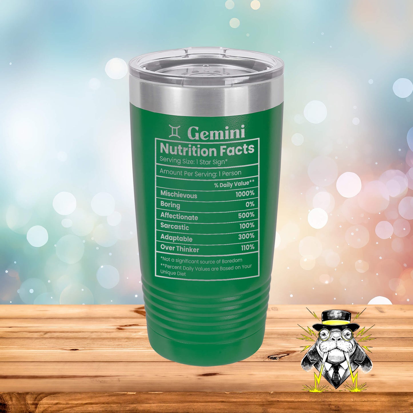 Gemini Nutrition Facts Engraved Tumbler