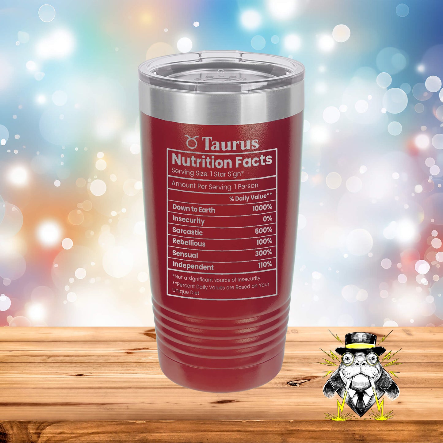 Taurus Nutrition Facts Engraved Tumbler