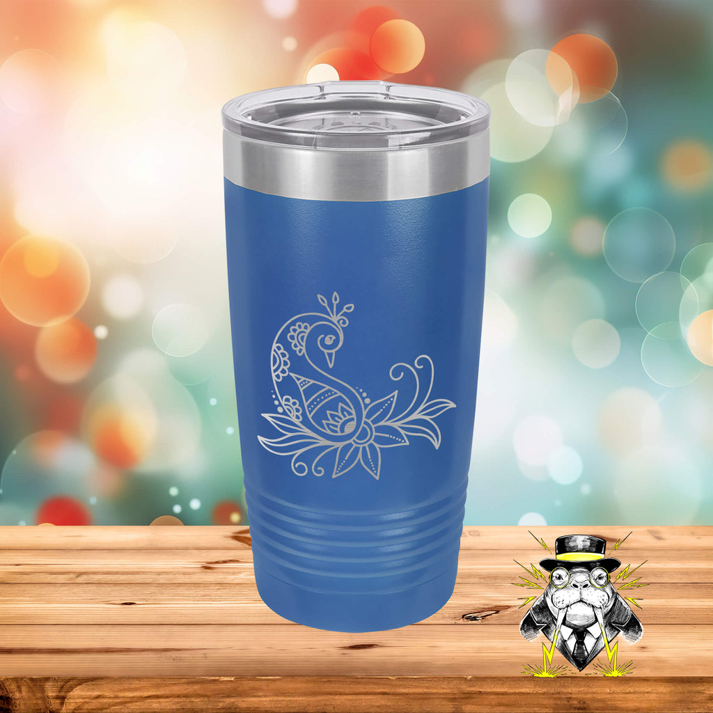 Floral Peacock 1 Engraved Tumbler