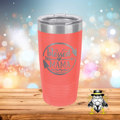 Circular Blessed Mama Engraved Tumbler