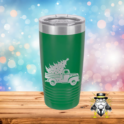 Pick-Up Truck with Christmas Tree Engraved Tumbler