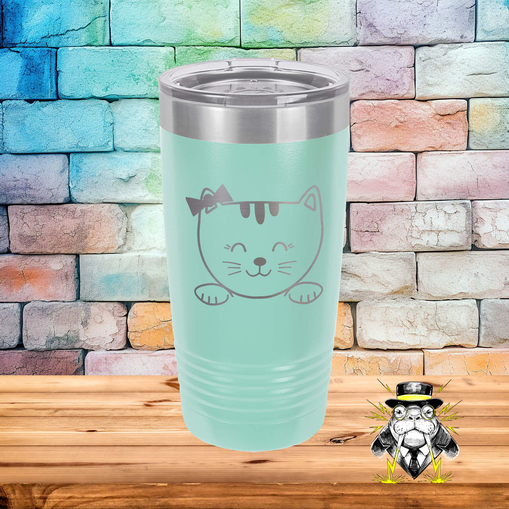 Cat with Bow Engraved Tumbler