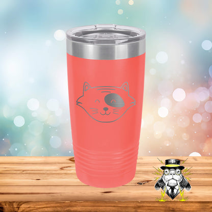 Cat with Eye Patch Right Engraved Tumbler