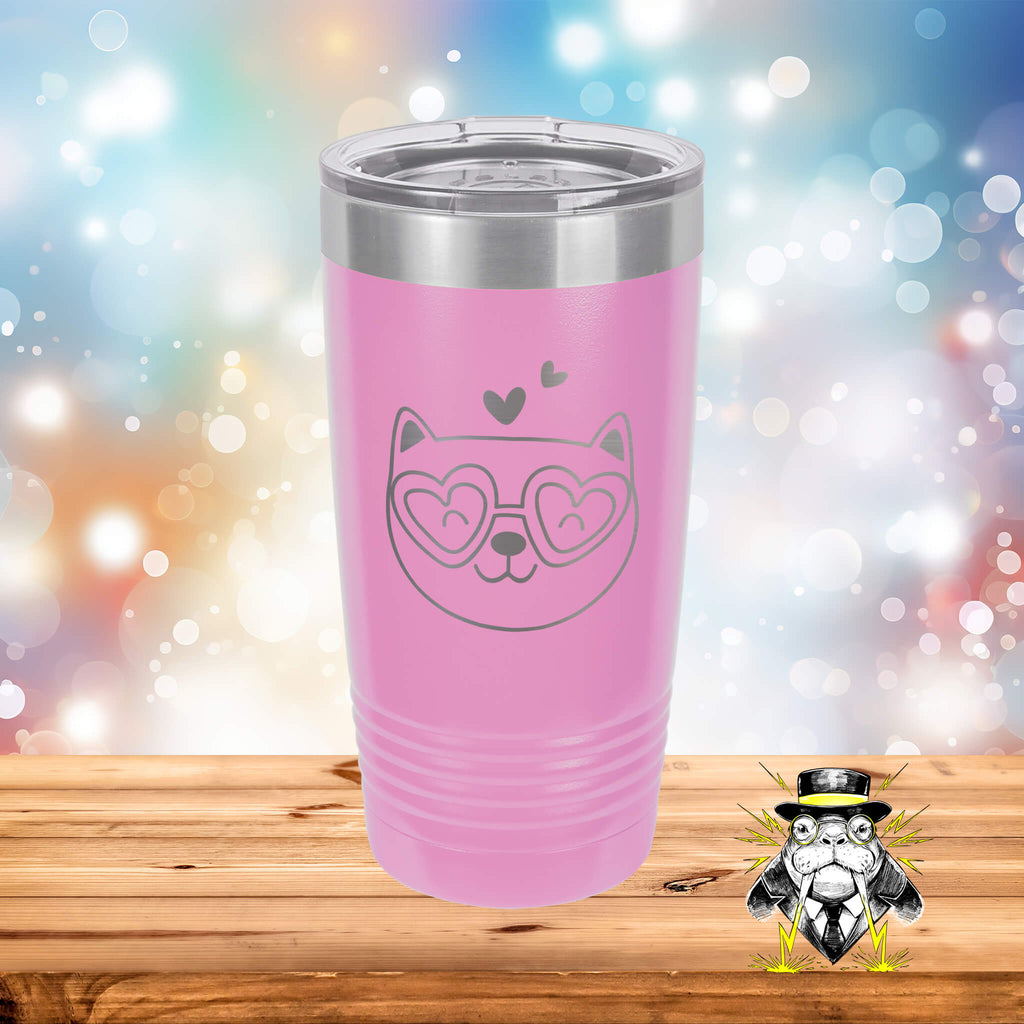 Cat with Hearts 2 Engraved Tumbler