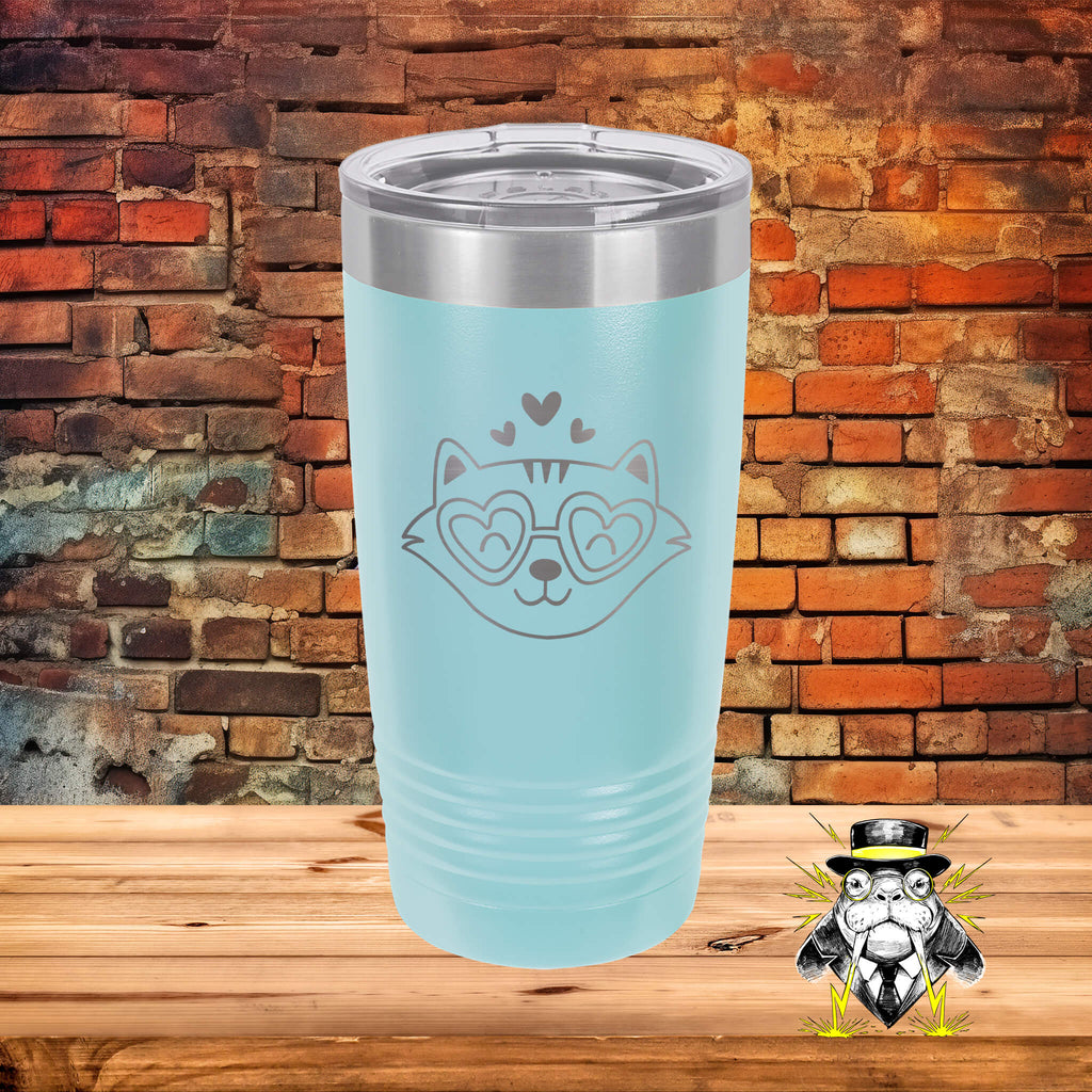 Cat with Hearts 4 Engraved Tumbler