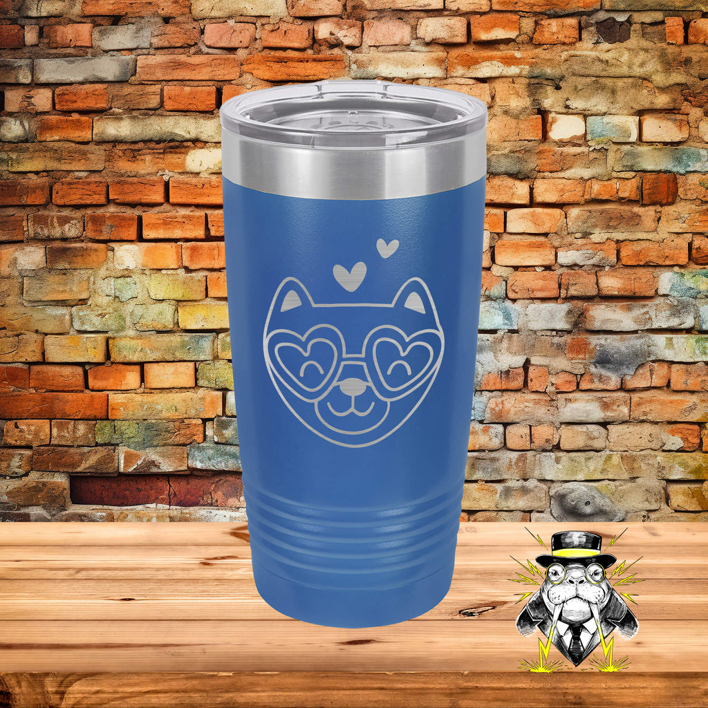 Cat with Hearts 5 Engraved Tumbler