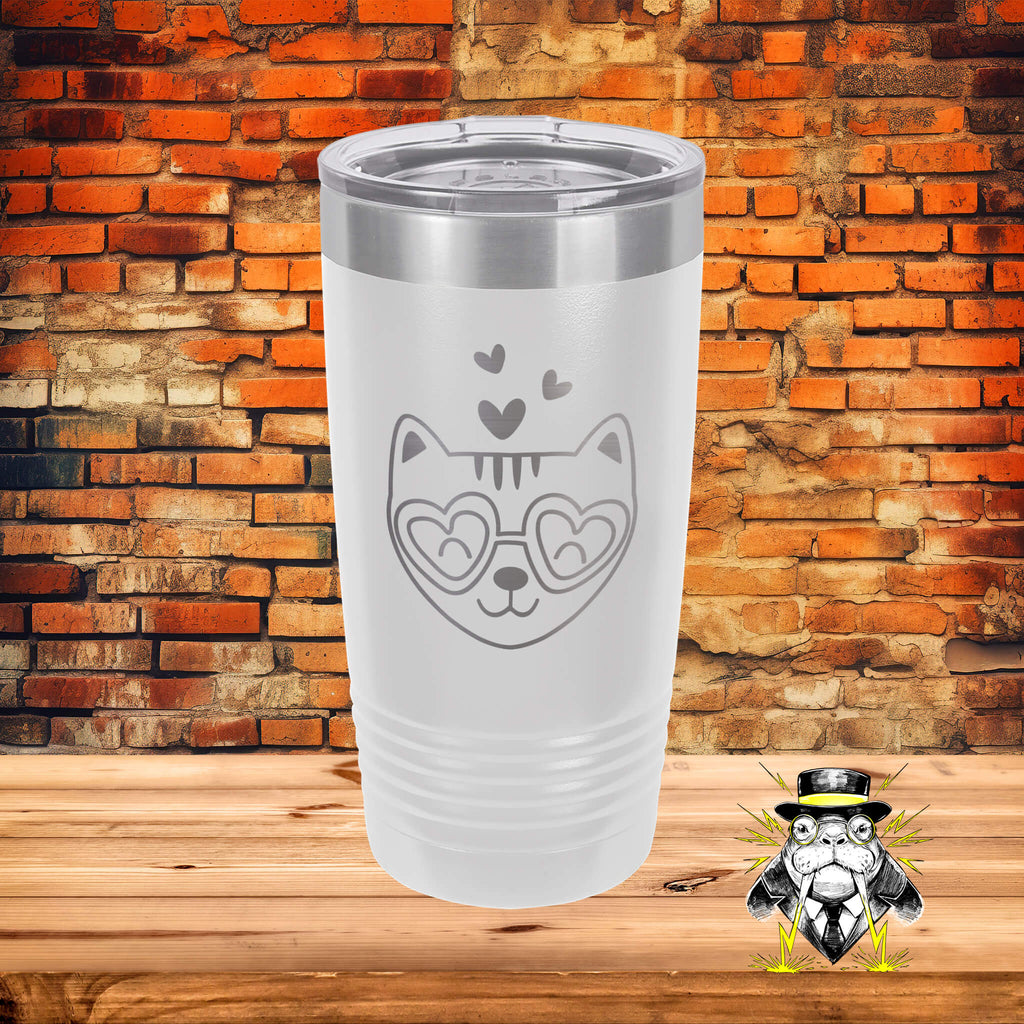 Cat with Hearts 8 Engraved Tumbler