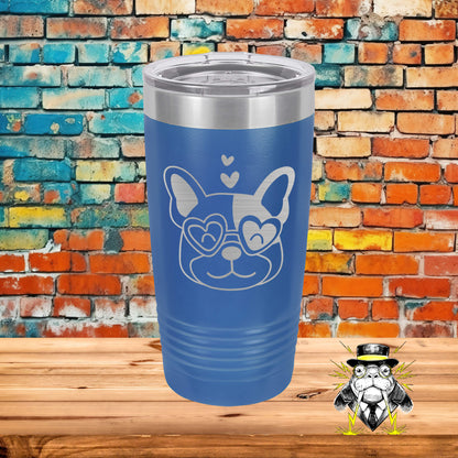Dog with Hearts 3 Engraved Tumbler