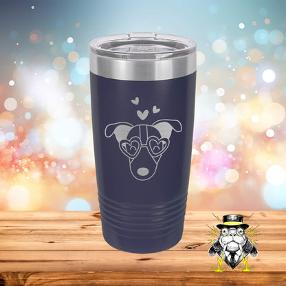 Dog with Hearts 6 Engraved Tumbler