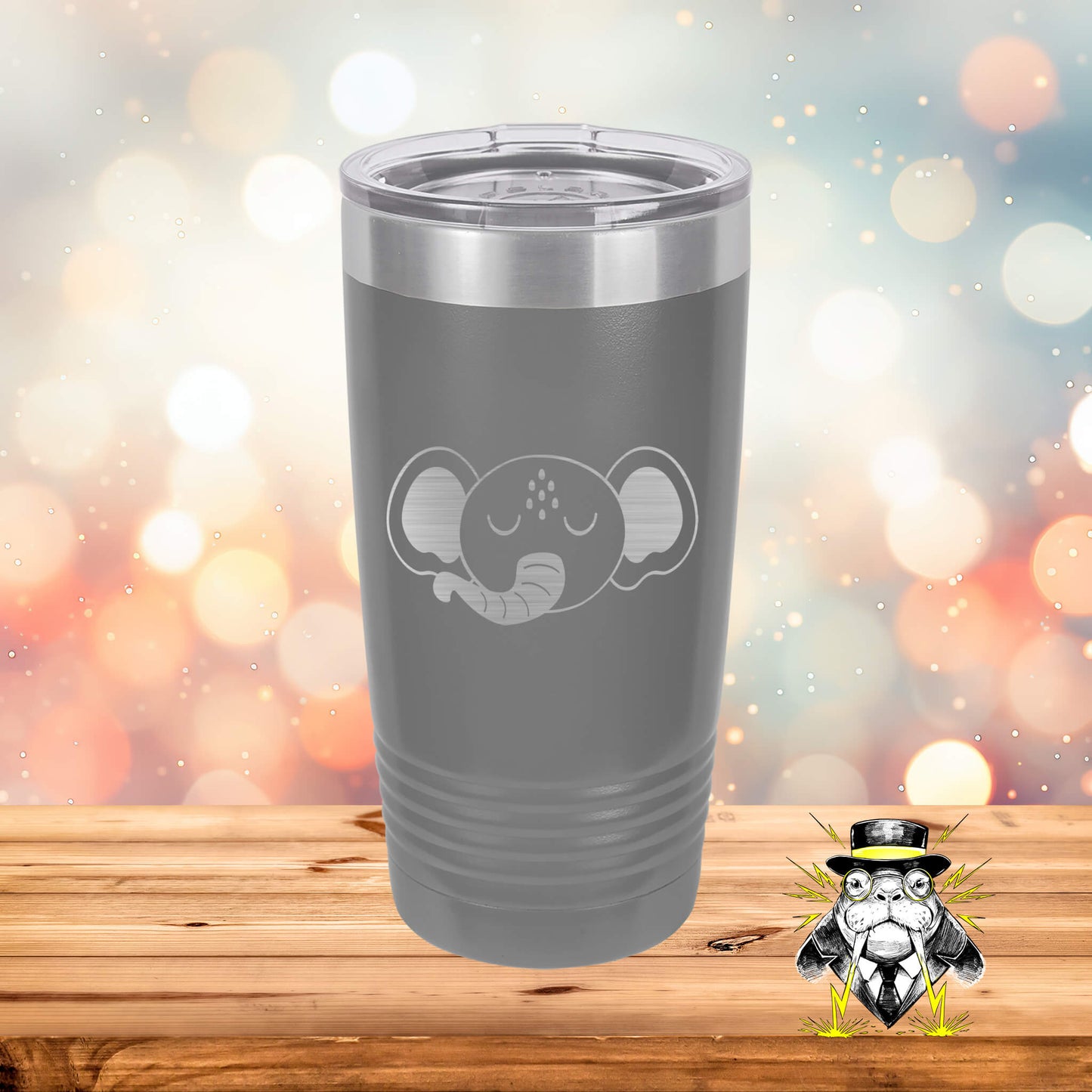 Elephant Face Engraved Tumbler