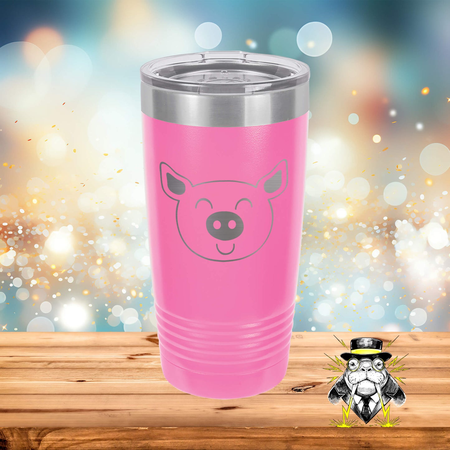 Pig Face Engraved Tumbler