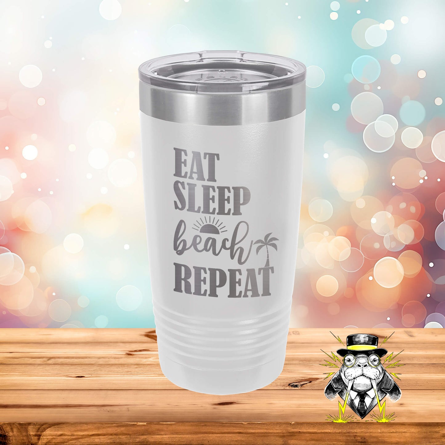 Eat Sleep Beach Repeat Engraved Tumbler