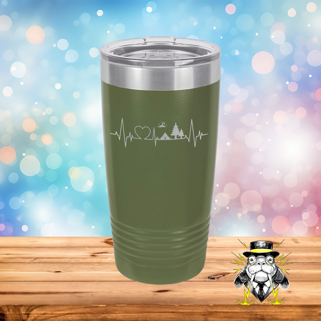 Camping Heartbeat Engraved Tumbler
