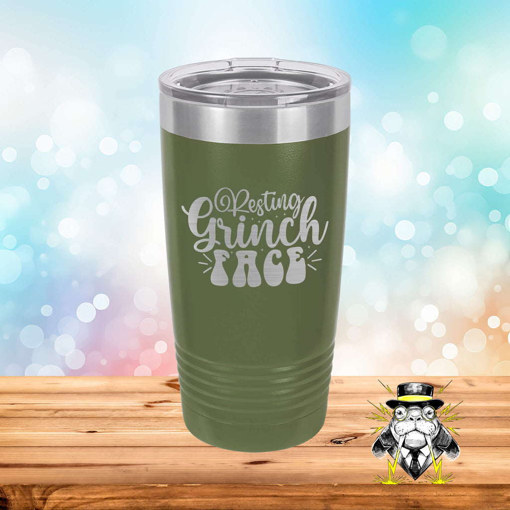 Resting Grinch Face Engraved Tumbler