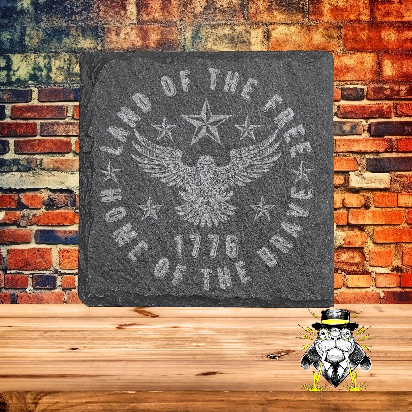 Land of the Free Set of 4 Engraved Coasters