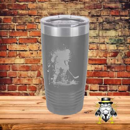 Abstract Ice Hockey Player Engraved Tumbler