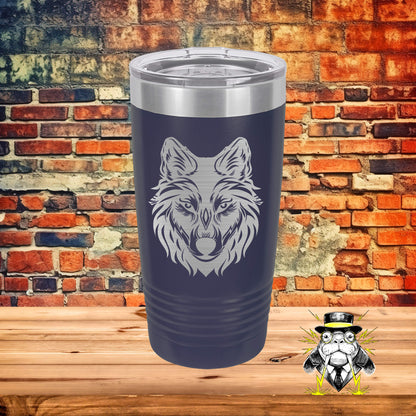 Abstract Wolf Face Engraved Tumbler