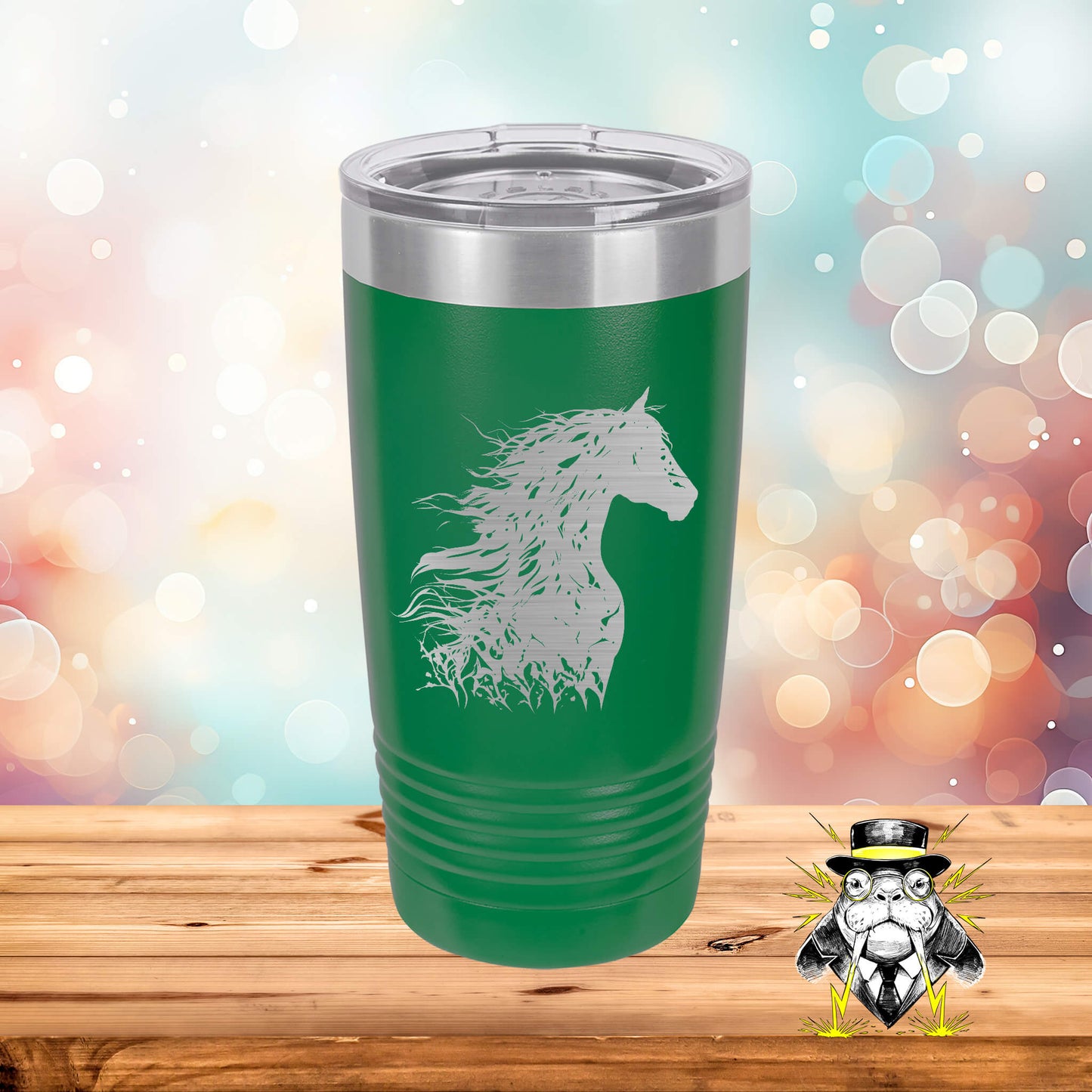 Abstract Friesian Horse Engraved Tumbler