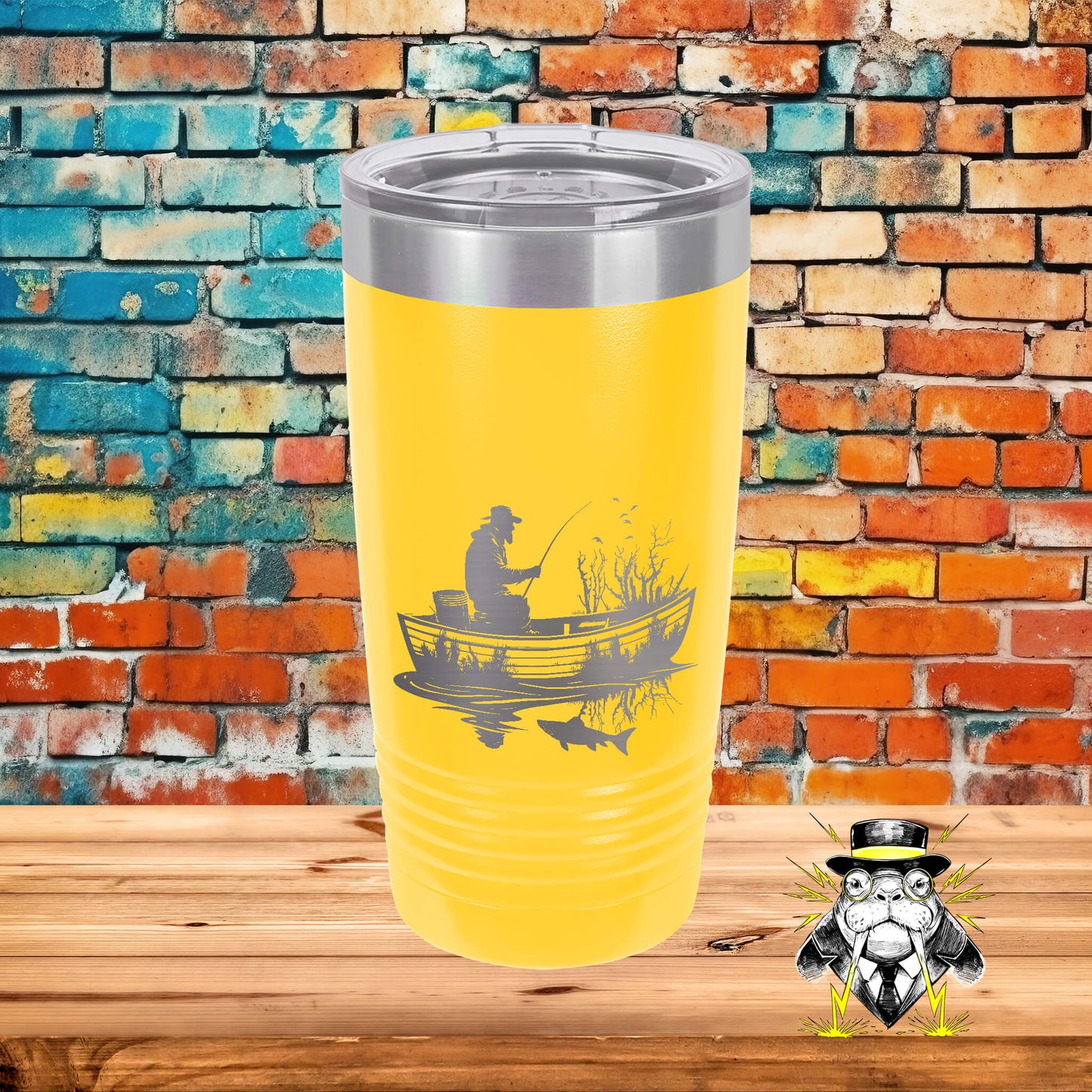 Fisherman in Boat Engraved Tumbler