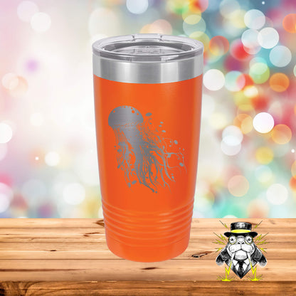 Abstract Jellyfish Engraved Tumbler