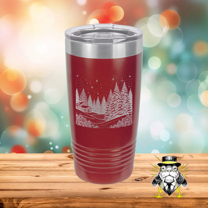 Snowy Cabin Retreat Engraved Tumbler