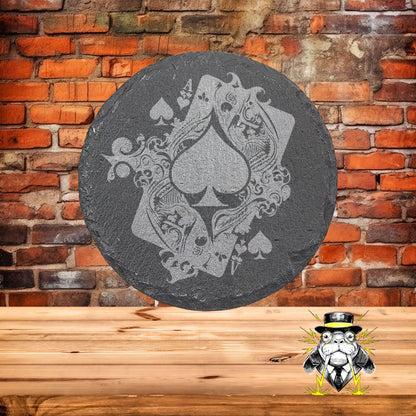 Ace of Spades Set of 4 Engraved Coasters