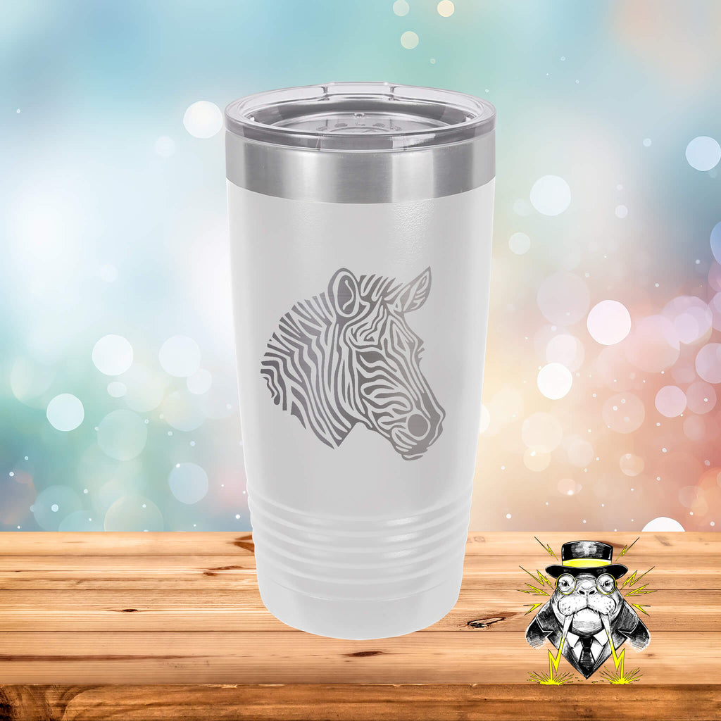 Zebra Portrait Engraved Tumbler