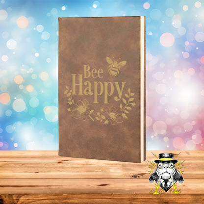 Bee Happy Engraved Leatherette Journal