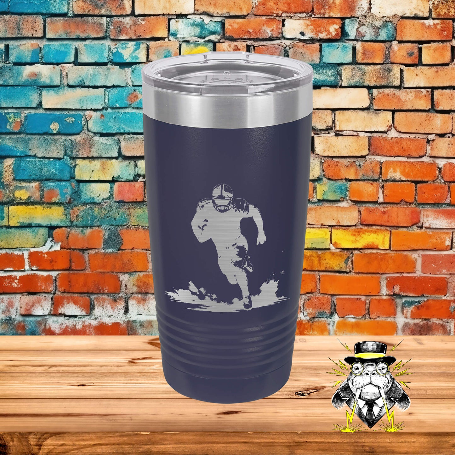 Abstract Football Player Body Engraved Tumbler