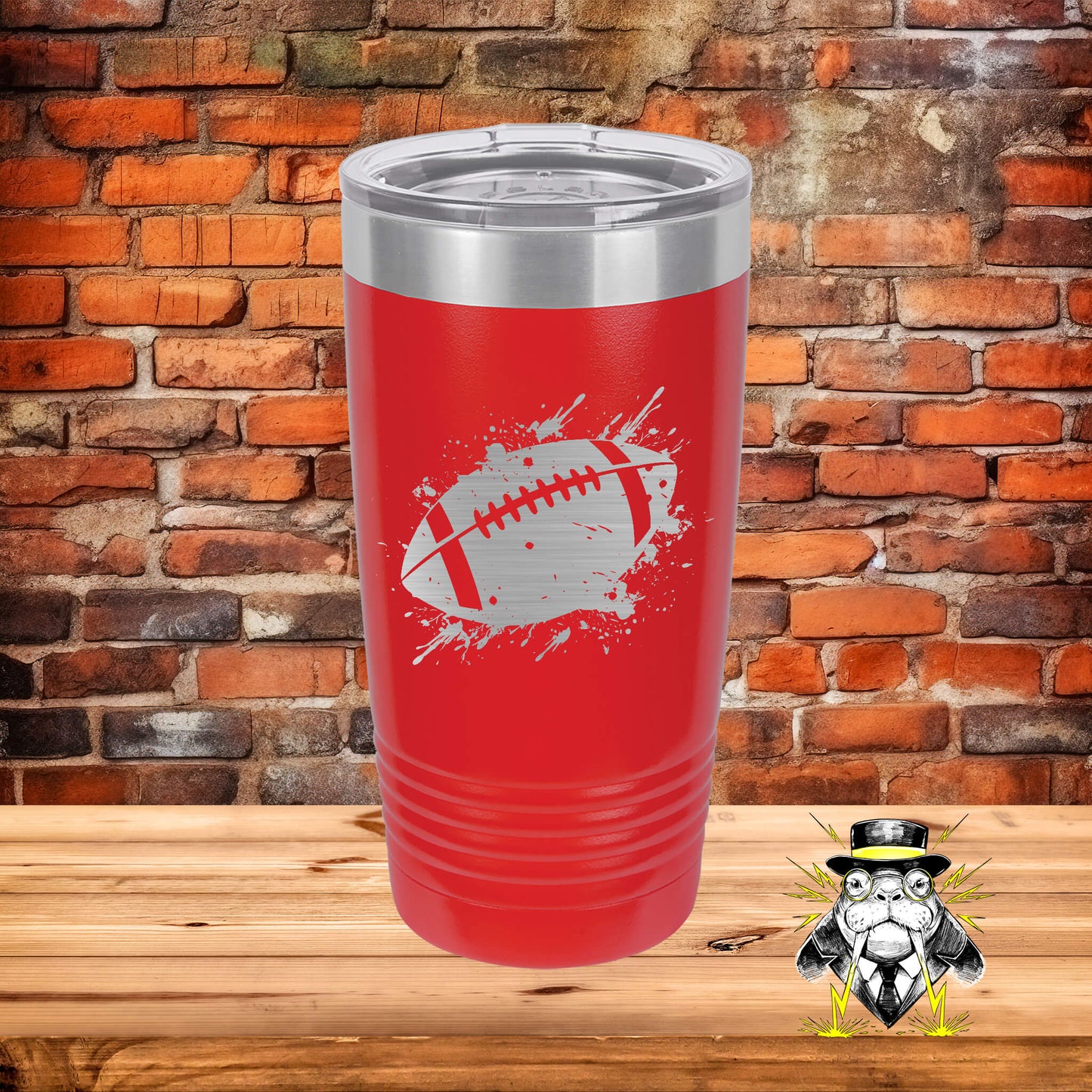 Abstract Football Engraved Tumbler