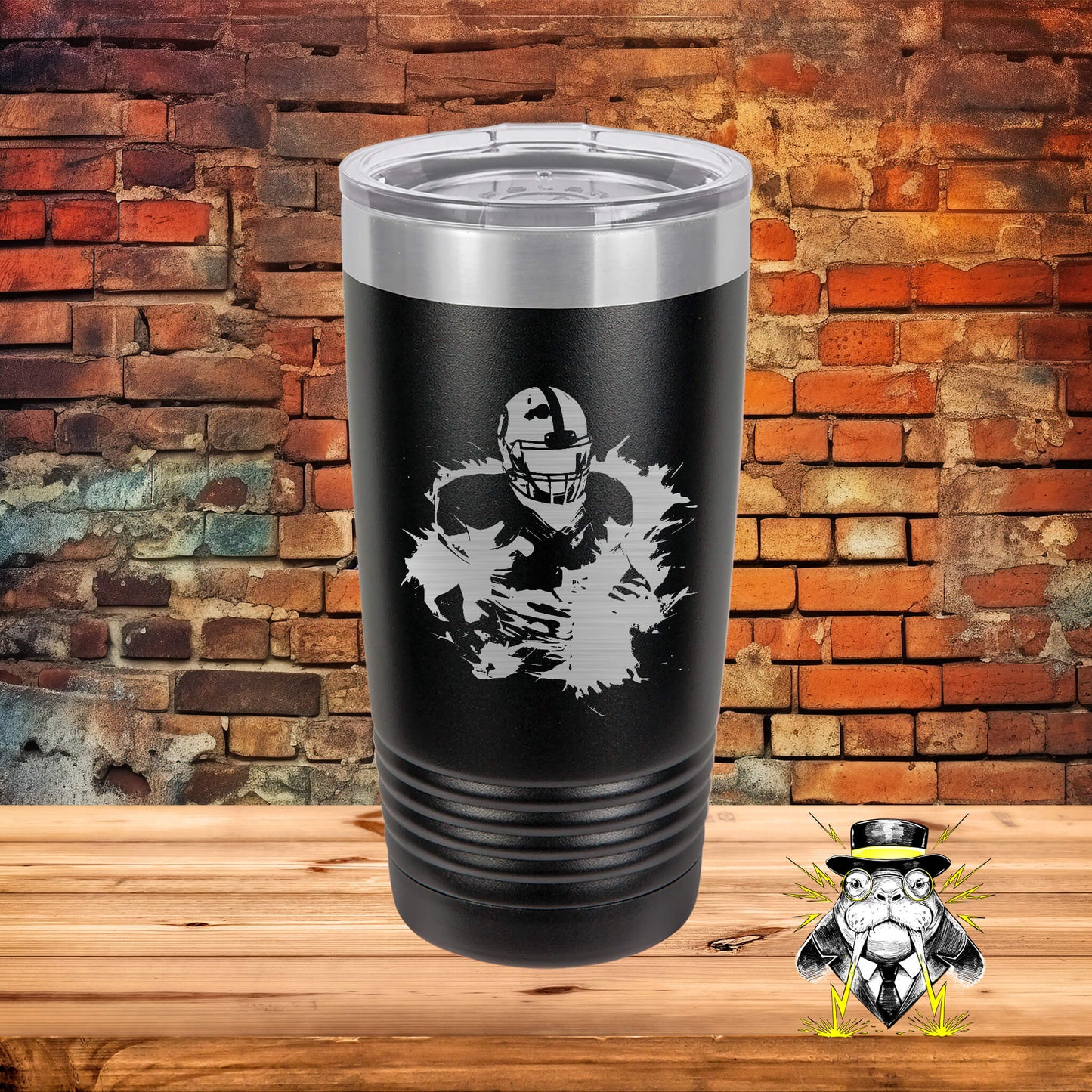 Abstract Football Player Torso Engraved Tumbler