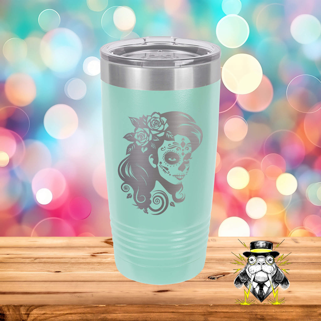 Day of the Dead Sugar Skull Woman Engraved Tumbler