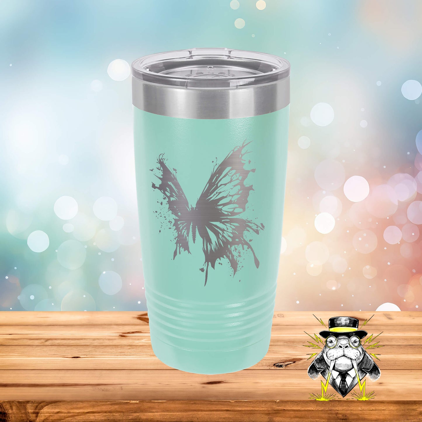 Abstract Butterfly Engraved Tumbler